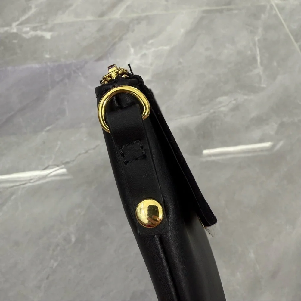 NWOT Joy & Iman Leather Velvet Clutch Crossbody Strap Purse Zipper Closure Bag - Picture 7 of 15